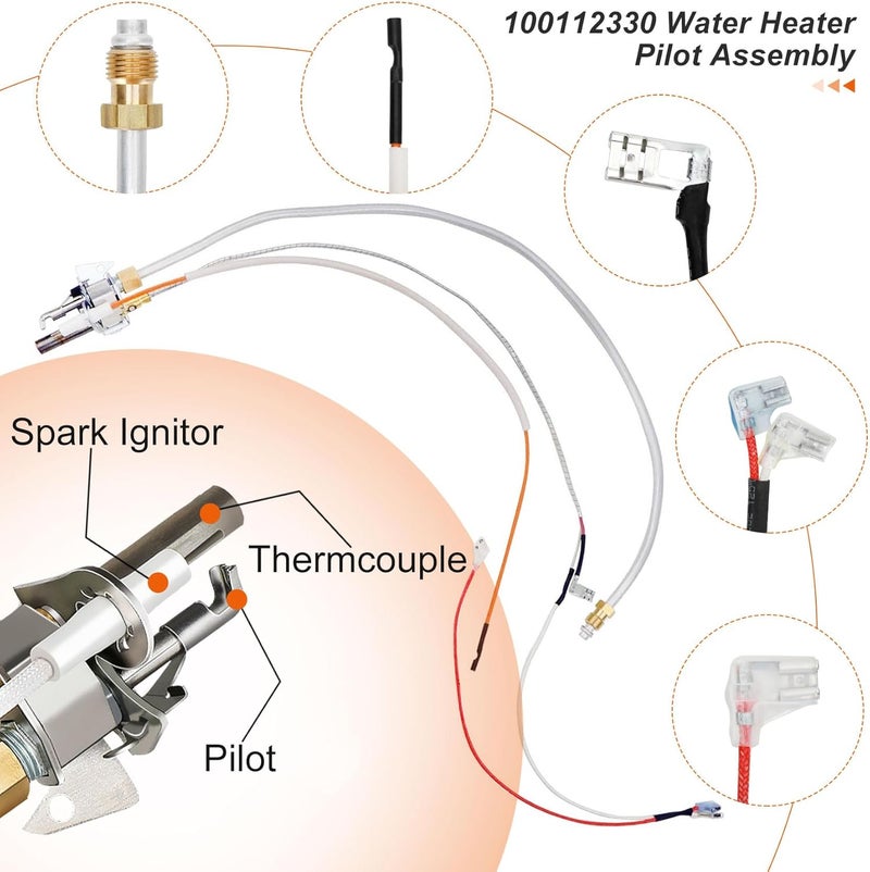 Pulaim Upgrade 100112330 Water Heater Pilot Assembly, Replace 9007876 Thermopile, Compatible with 300 301 Series Whirlpool Water Heater Parts & A.O.Smith, American, State, Kenmore, Reliance - Image 2